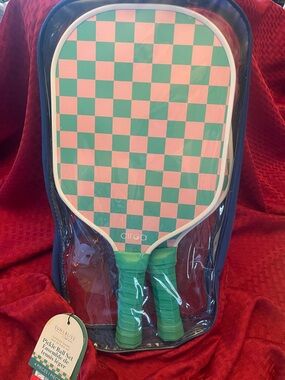 Circa Pink & Green Checkerboard Pickleball Paddle Set